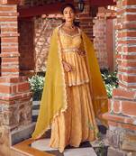 Mayan gold georgette peplum sharara set