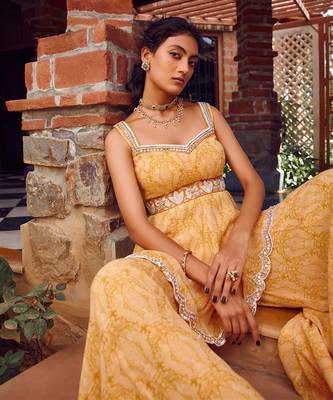 Mayan gold georgette peplum sharara set 2