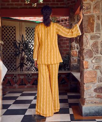 Mayan gold georgette embroidered co-ord set 2