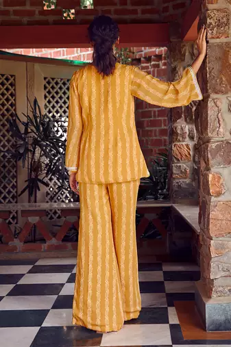 Mayan gold georgette embroidered co-ord set