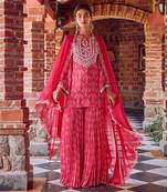 Fuchsia pink georgette gharara set