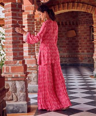 Fuchsia pink georgette gharara set 4