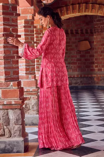 Fuchsia pink georgette gharara set
