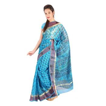 Latest Floral Print Design Border Kota Doria Sari Diwali Special Gift 242 3