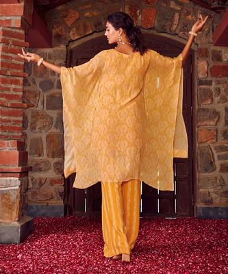 Mayan gold georgette embroidered kaftan set 3