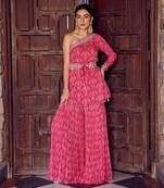 Fuchsia pink georgette gharara set