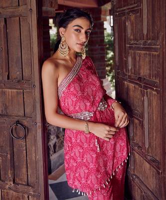 Fuchsia pink georgette gharara set 2