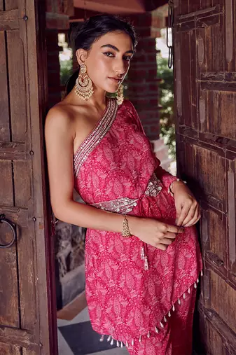 Fuchsia pink georgette gharara set