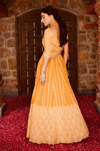 Mayan Gold Georgette Lehenga Set