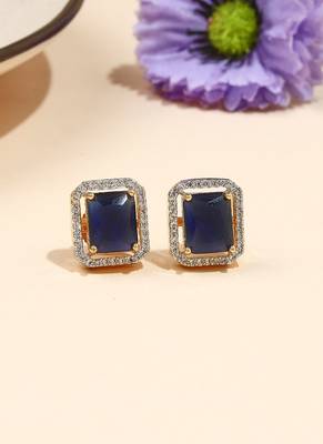 Square Shaped Blue Studs 1