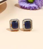 Square Shaped Blue Studs