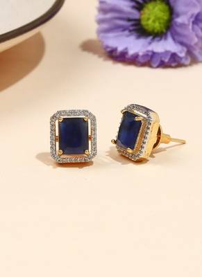 Square Shaped Blue Studs 2