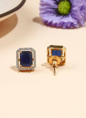 Square Shaped Blue Studs 3