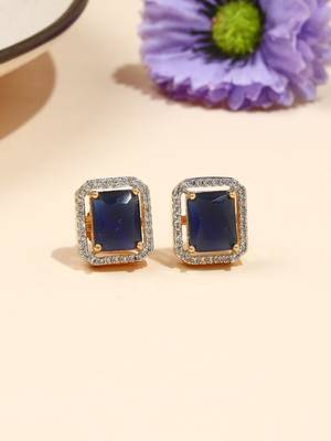 Square Shaped Blue Studs 4
