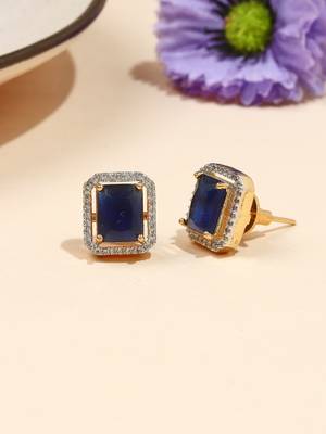 Square Shaped Blue Studs 5