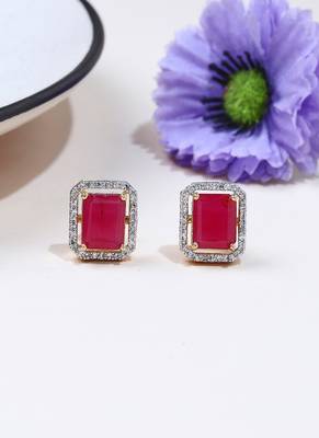 Square Shaped Pink Studs 1