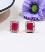 Square Shaped Pink Studs