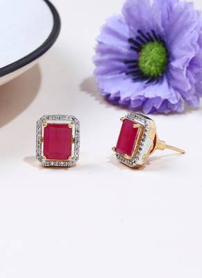 Square Shaped Pink Studs 2
