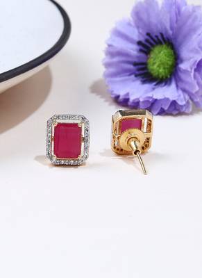 Square Shaped Pink Studs 3