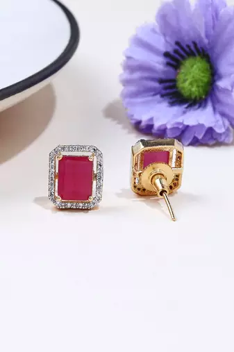 Square Shaped Pink Studs
