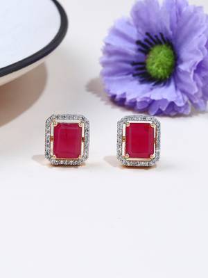 Square Shaped Pink Studs 4