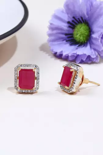 Square Shaped Pink Studs