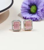 Square Shaped Light Pink Studs