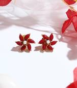 Orange Floral Shaped Earrings