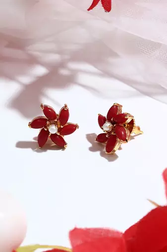 Orange Floral Shaped Earrings