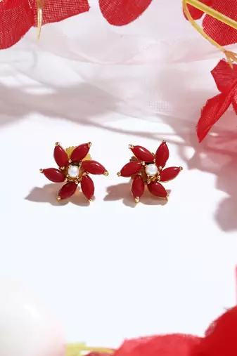 Orange Floral Shaped Earrings