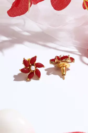 Orange Floral Shaped Earrings