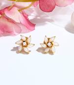 White American Diamond Flower Earrings