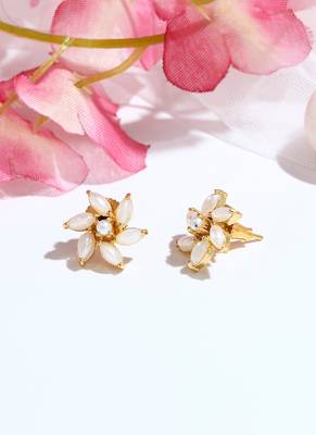 White American Diamond Flower Earrings 2