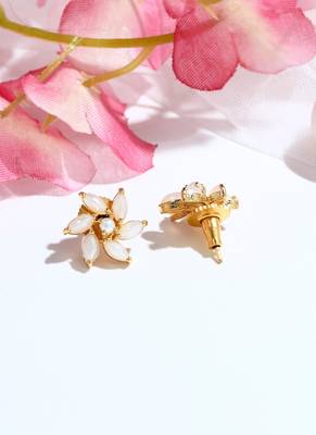 White American Diamond Flower Earrings 3