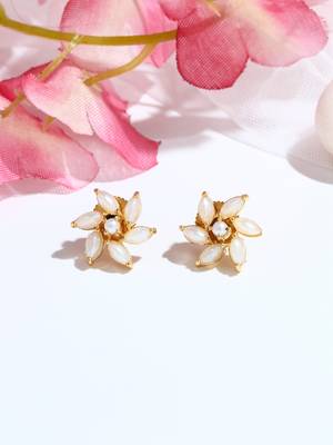White American Diamond Flower Earrings 4