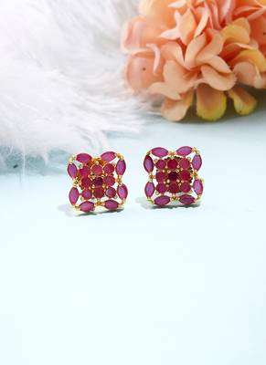 Pink Gold Plated-Plated Floral Earrings 1