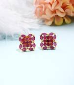 Pink Gold Plated-Plated Floral Earrings
