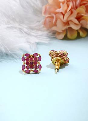 Pink Gold Plated-Plated Floral Earrings 3