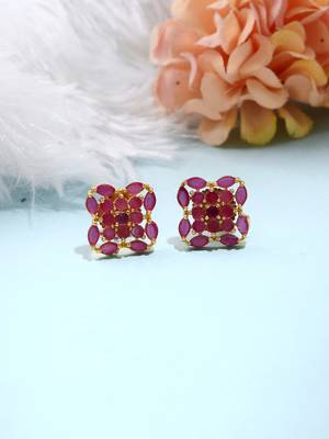 Pink Gold Plated-Plated Floral Earrings 4