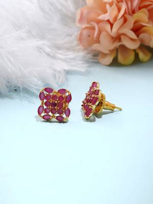Pink Gold Plated-Plated Floral Earrings 5