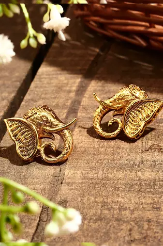 Gold Plated Elephant Earrings