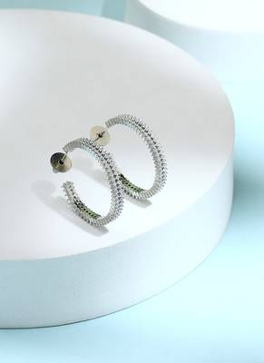 Silver American Diamond Hoops 1