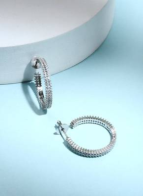 Silver American Diamond Hoops 2
