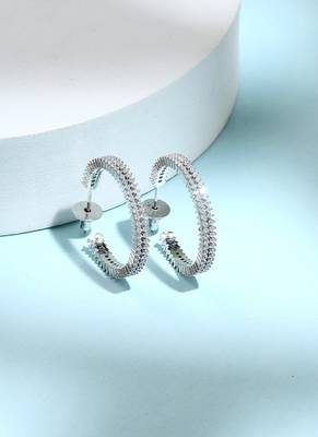 Silver American Diamond Hoops 3