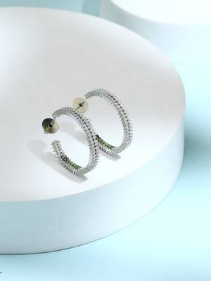 Silver American Diamond Hoops 4
