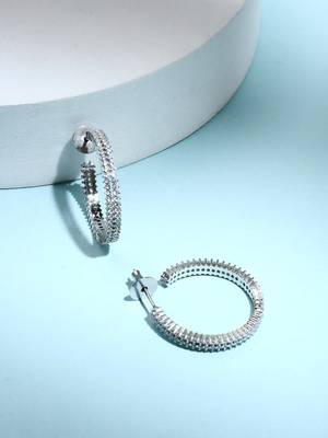 Silver American Diamond Hoops 5