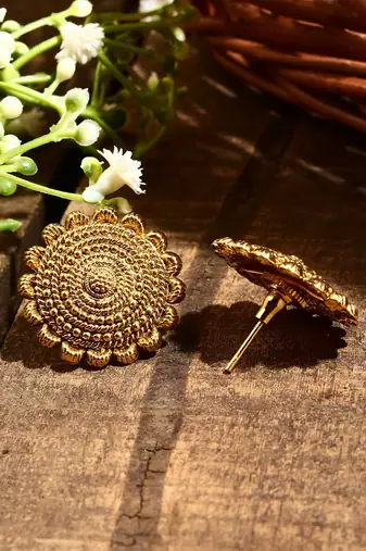 Gold Plated-Plated Floral Shaped Earrings