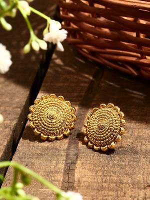 Gold Plated-Plated Floral Shaped Earrings 4
