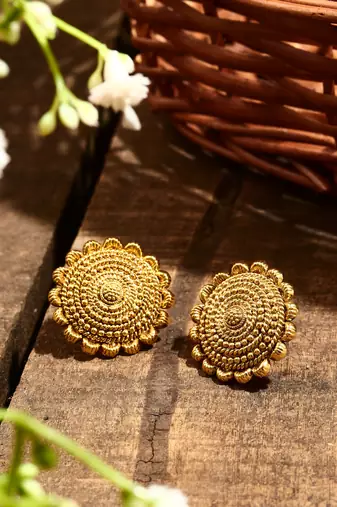 Gold Plated-Plated Floral Shaped Earrings