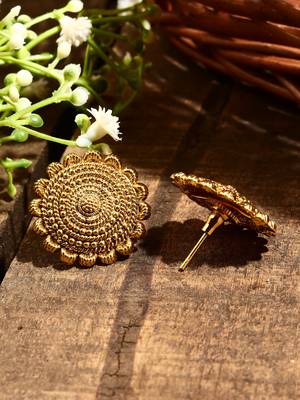 Gold Plated-Plated Floral Shaped Earrings 5